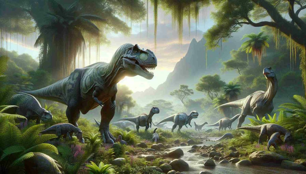 Genererate a high-definition, realistic illustration capturing Argentinosaurus, a prehistoric dinosaur that roamed the Earth in what is modern-day Argentina. Depict the creature in its natural habitat, surrounded by lush vegetation and fellow dinosaurs. The scene should communicate a sense of primordial and untouched nature, full of life and thriving ecosystems. The large Argentinosaurus should be the primary focus, showcasing its immense size and towering height. The image should encapsulate a journey back in time, unveiling the prehistoric world of these majestic giants.