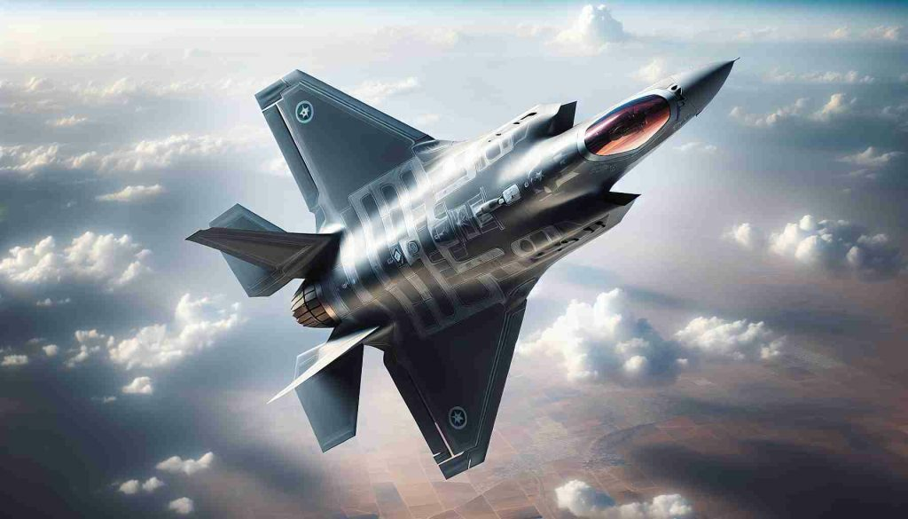 An HD image of an F-35I Adir, which is an advanced fighter jet developed by a well-known global weaponry organization, showcasing a tactical achievement against an antagonistic threat backed by an unspecified Middle Eastern Country. The jet should be seen mid-flight, with the sky backdrop highlighting the aircraft's form and prowess. Colors should be realistic and details sharp, showcasing the complex design and structure of the aircraft.